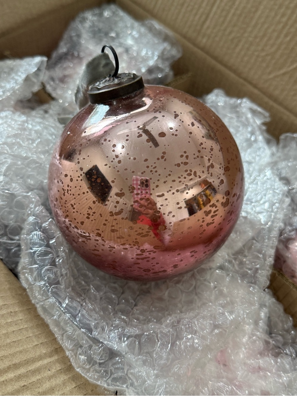 Rose Gold Mercury Glass Holiday Ornament - Unbranded